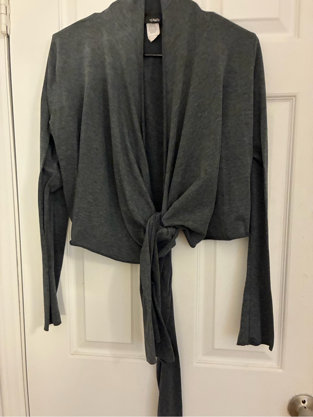Charcoal Tie-Front Crop Top - Lightweight Women's Wrap